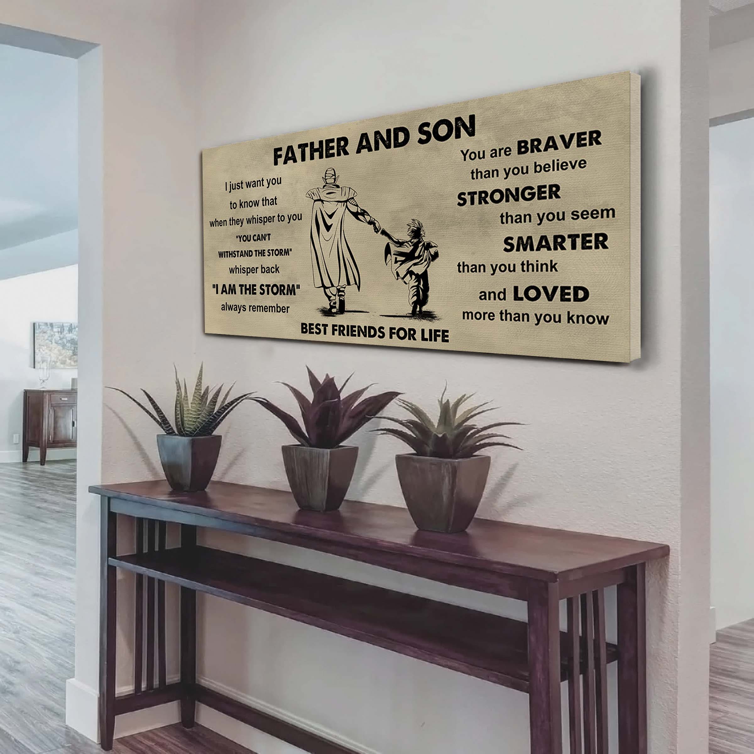 Ver 2 FAMILY-PHOTO UPLOAD VGT Father And Son Best Friends For Life - I Am The Storm Poster Canvas Gift For Son From Father