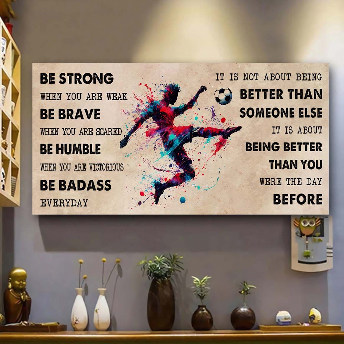 Water Color Baseball Poster Canvas It Is Not About Being Better Than Someone Else - Be Strong When You Are Weak Be Badass Everyday