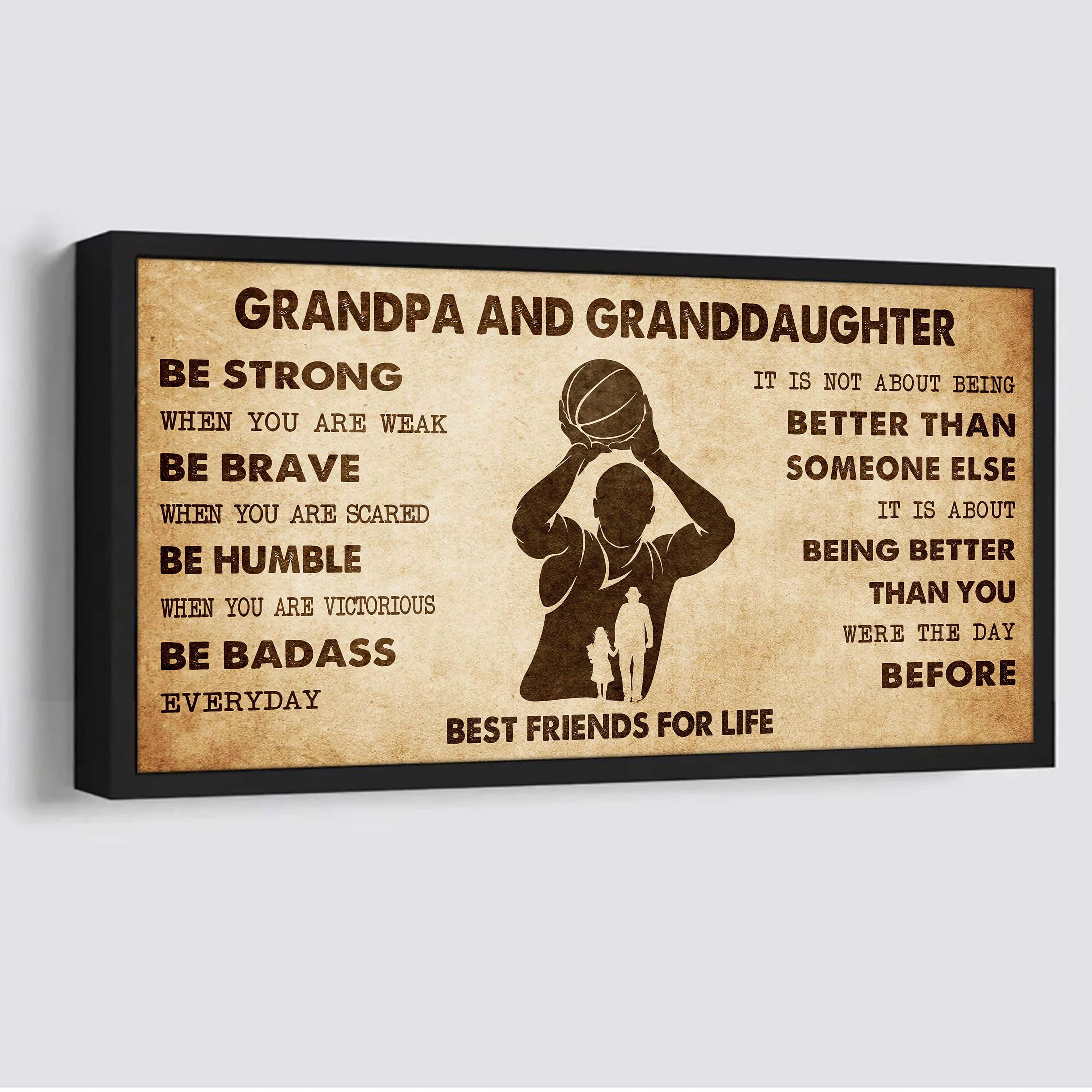 Personalized GrandpaTo Granddaughter Poster Canvas Grandpa and Granddaughter Best Friends For Life - Message For Your Granddaughter Gifts For Her