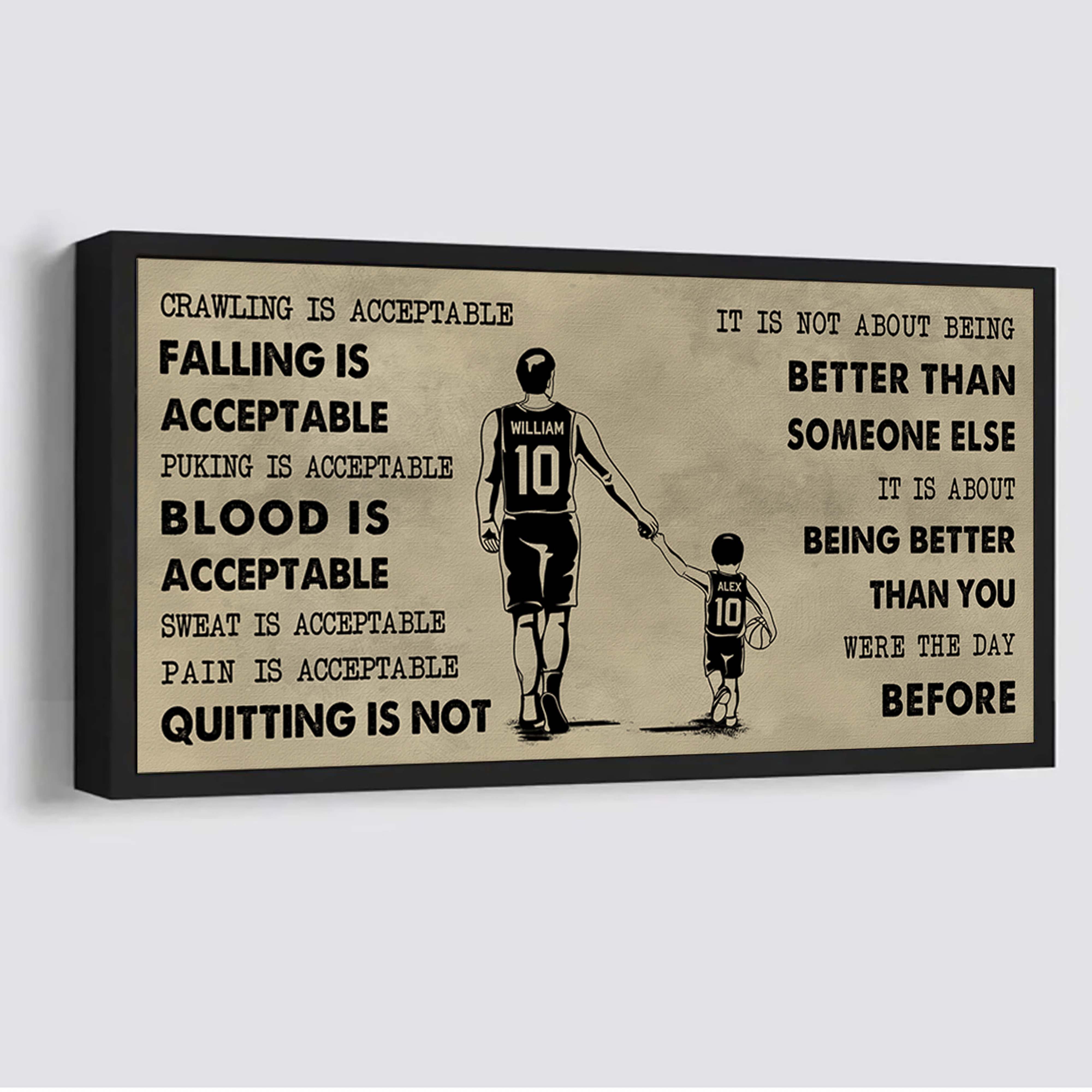 Baseball Poster Canvas From Dad To Son Quitting Is Not - It Is Not About Being Better Than Someone Else