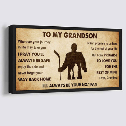 Personalized Sport Baseball Poster Canvas I'll Be Your No 1 Fan Grandma To Grandson - Never Forget Your Way Back Home