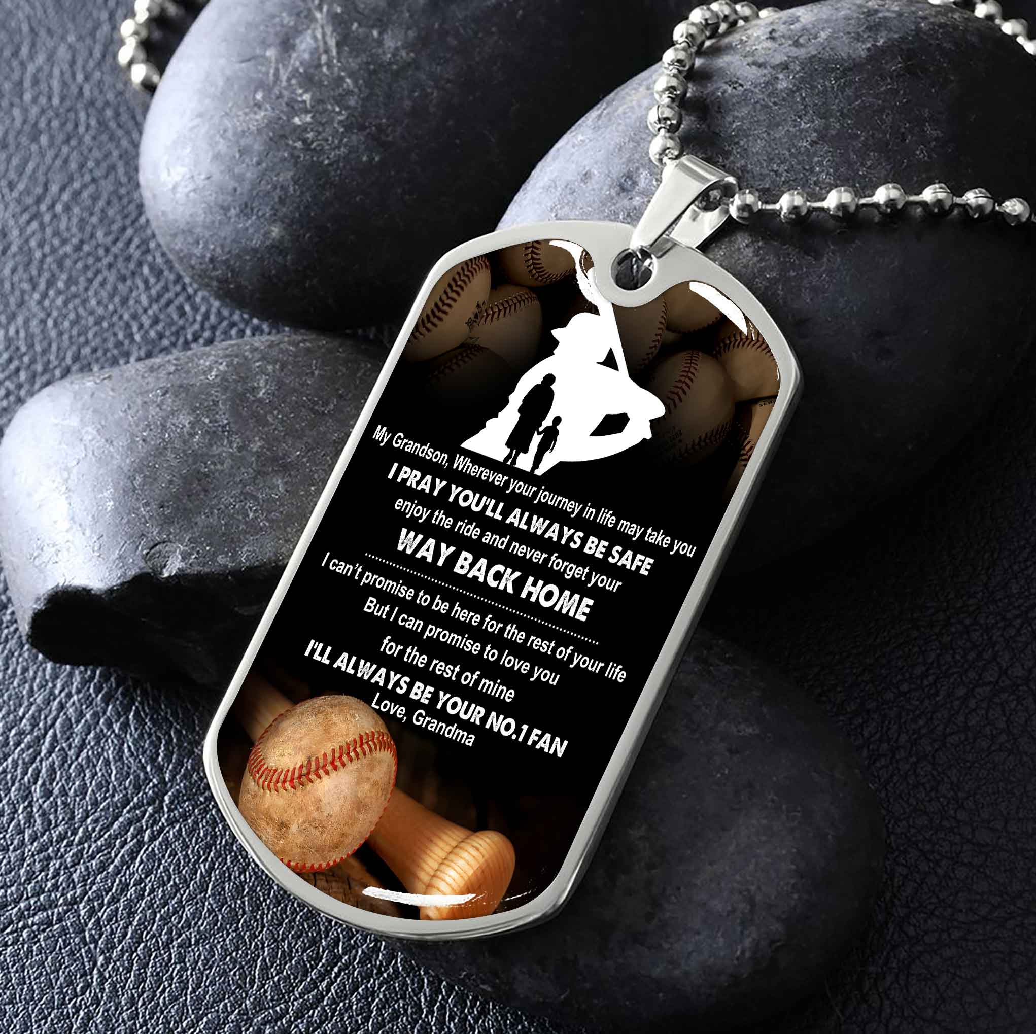 Sport Military Chain 18K Gold Plated Silver Plated To My Grandson From Grandma Motivation Message I Will Always Be Your No 1 Fan