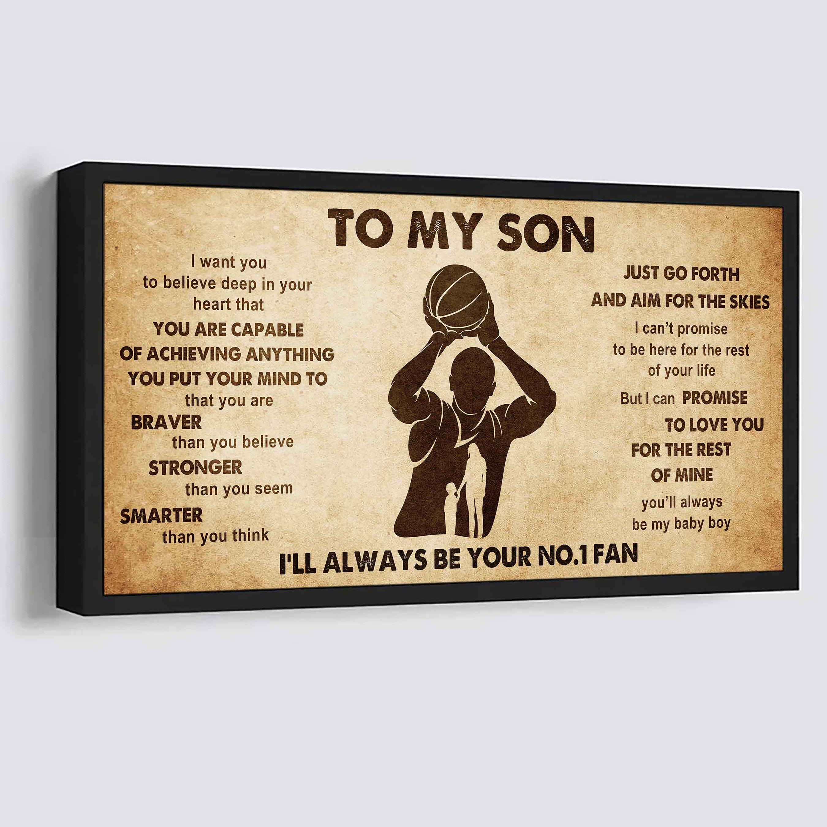 Personalized Sport Poster Canvas I'll Be Your No 1 Fan Mom To Son - That You Are Braver Than You Believe Just Go Forth