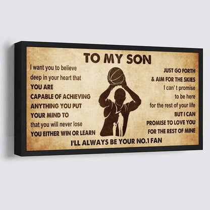 Personalized Sport Poster Canvas I'll Be Your No 1 Fan Mom To Son - You Will Never Losse You Either Win Or Learn