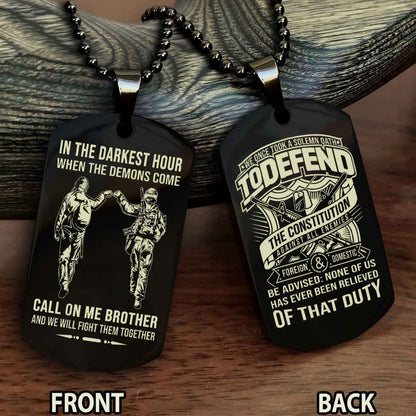 Soldier Personalized Double Sided Dog Tag For Brother