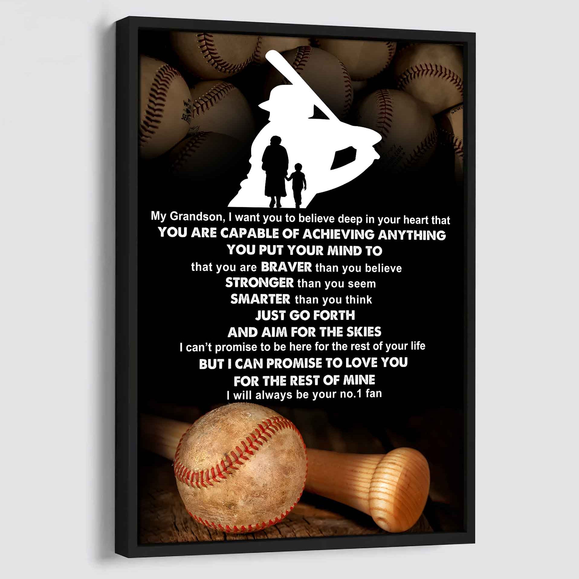 Hockey Poster Canvas Grandma To Grandson - That You Are Braver Than You Believe You Are Capable Of I Will Always Your No 1 Fan