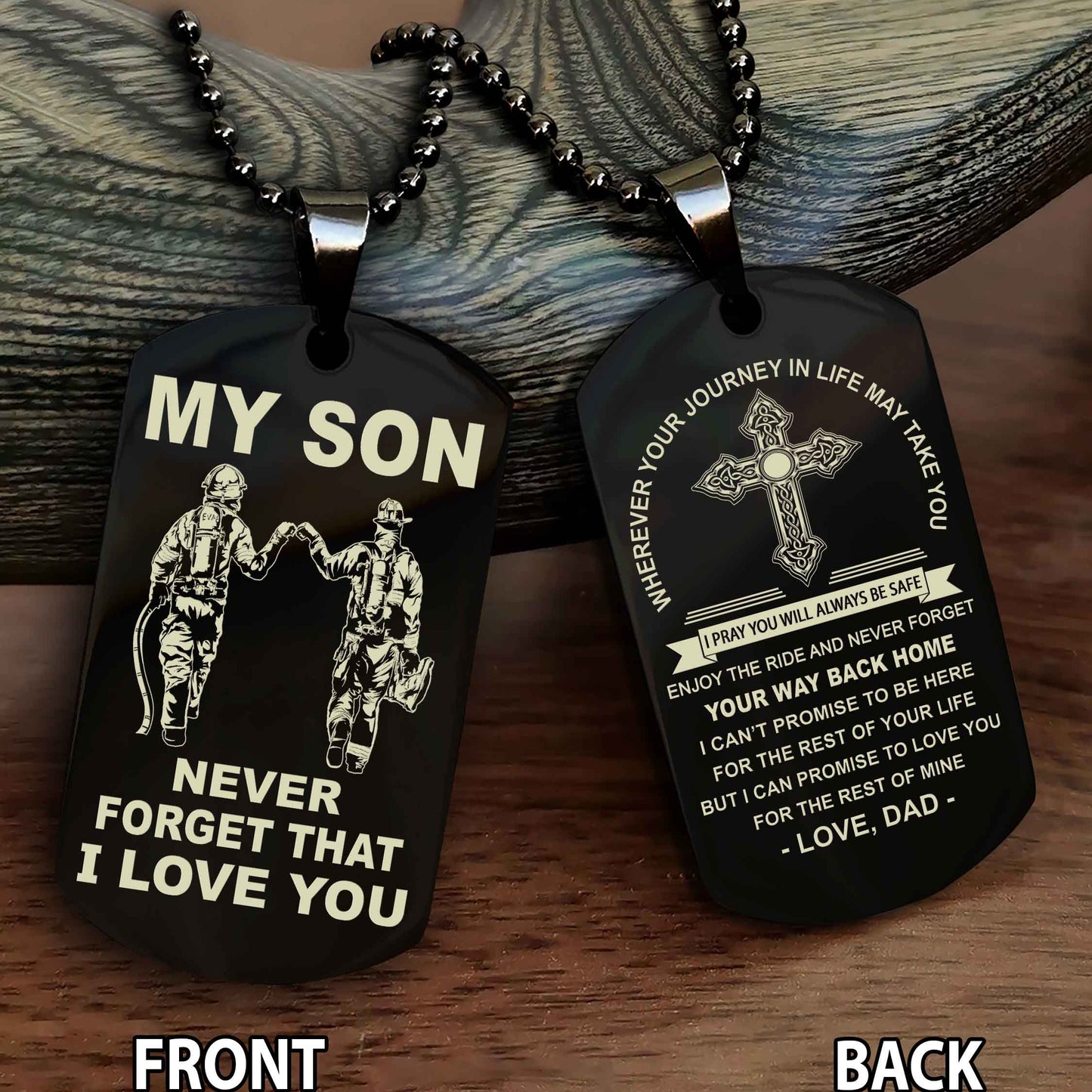 Special Version Double Side Dog Tag My Son Never Forget Your Way Back Home Cross Gift For You Son