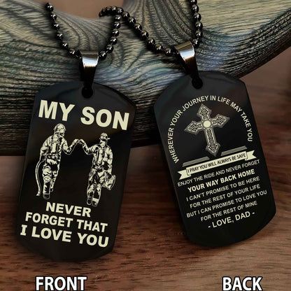 Special Version Double Side Dog Tag My Son Never Forget Your Way Back Home Cross Gift For You Son
