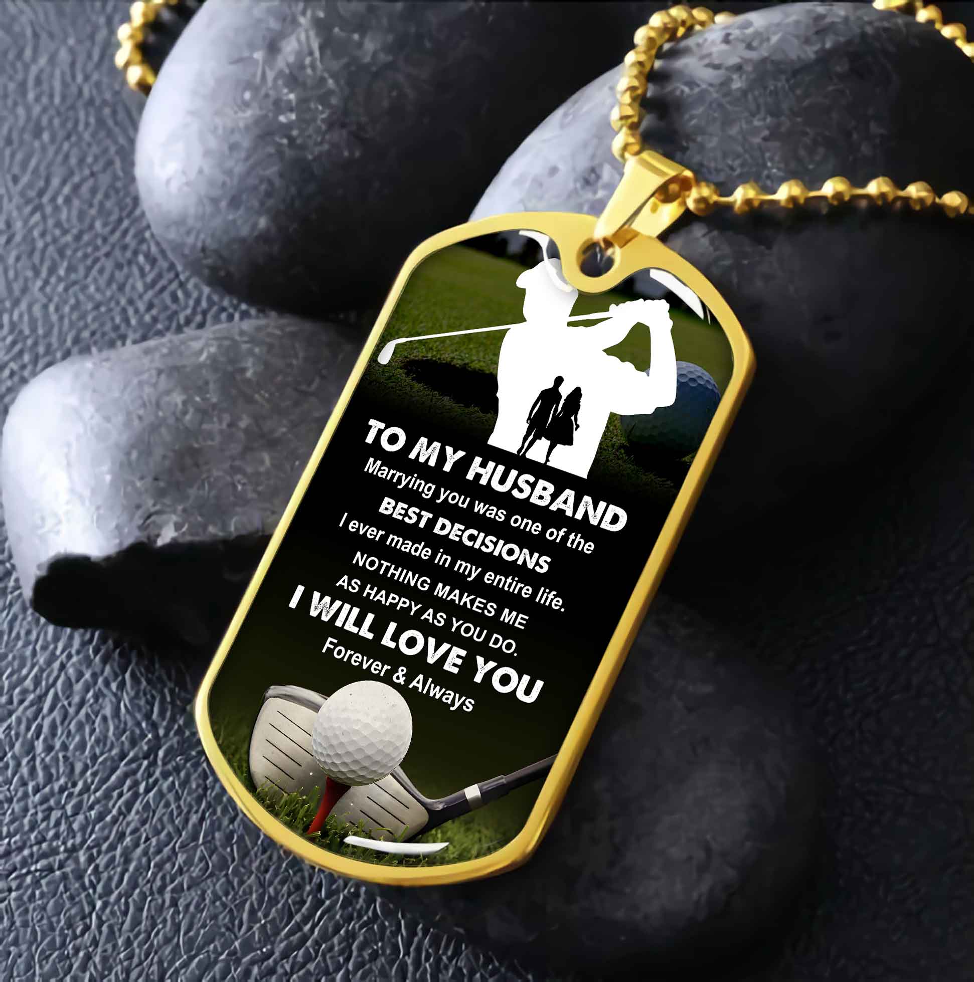 Sport Military Chain 18K Gold Plated Silver Plated To My Husband From Wife With Love Message