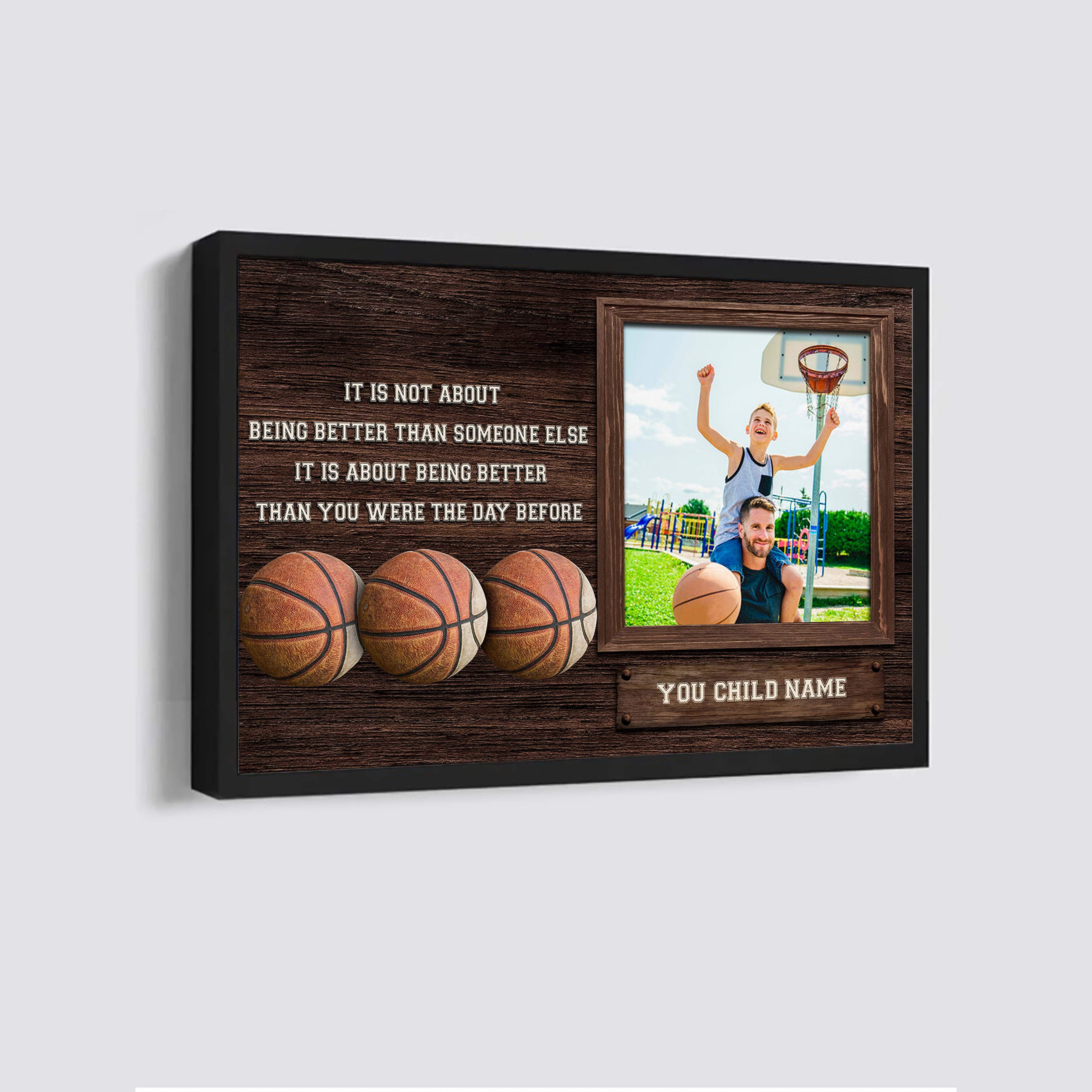 Basketball Personalized Picture And Name It's Not About Being Better Than Someone Else It's About Being Better Than You Were The Day Before