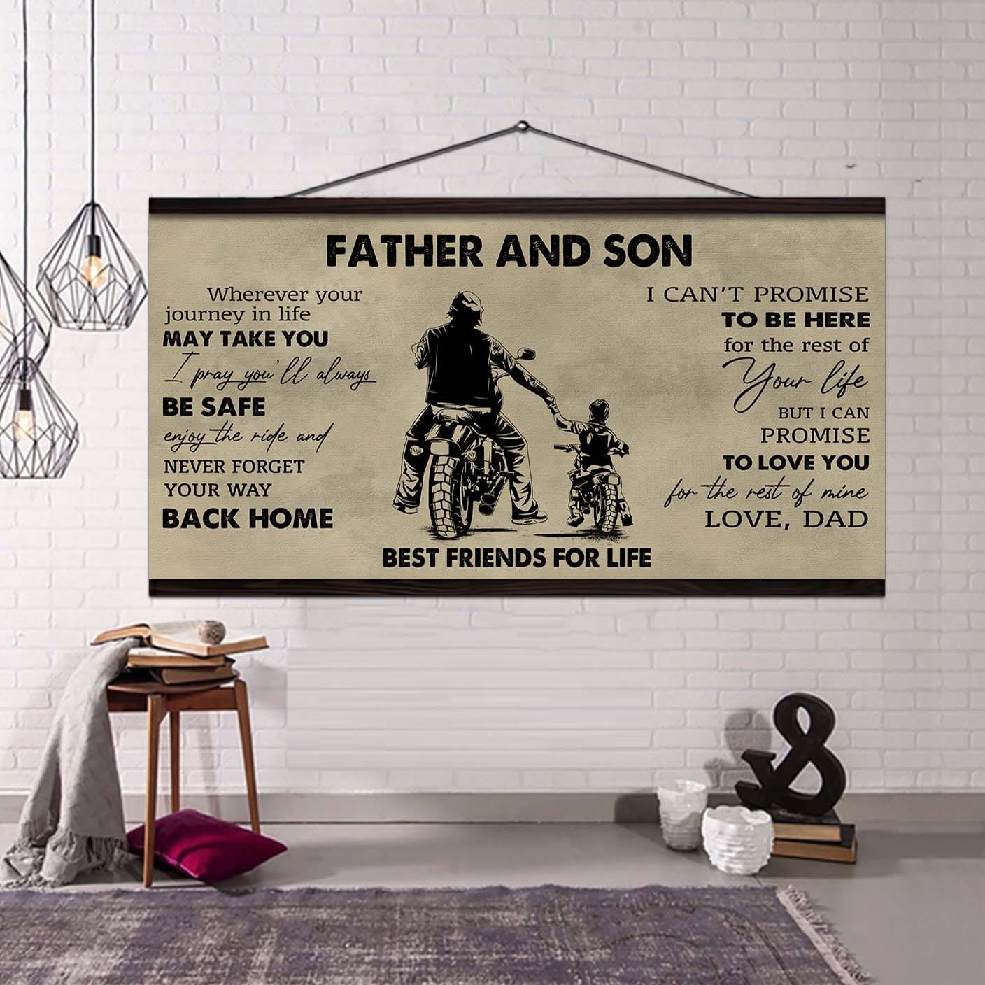 DRB Father And Son Best Friends For Life - Never Forget Your Way Back Home Poster Canvas Gift For Son From Father-Photo Upload