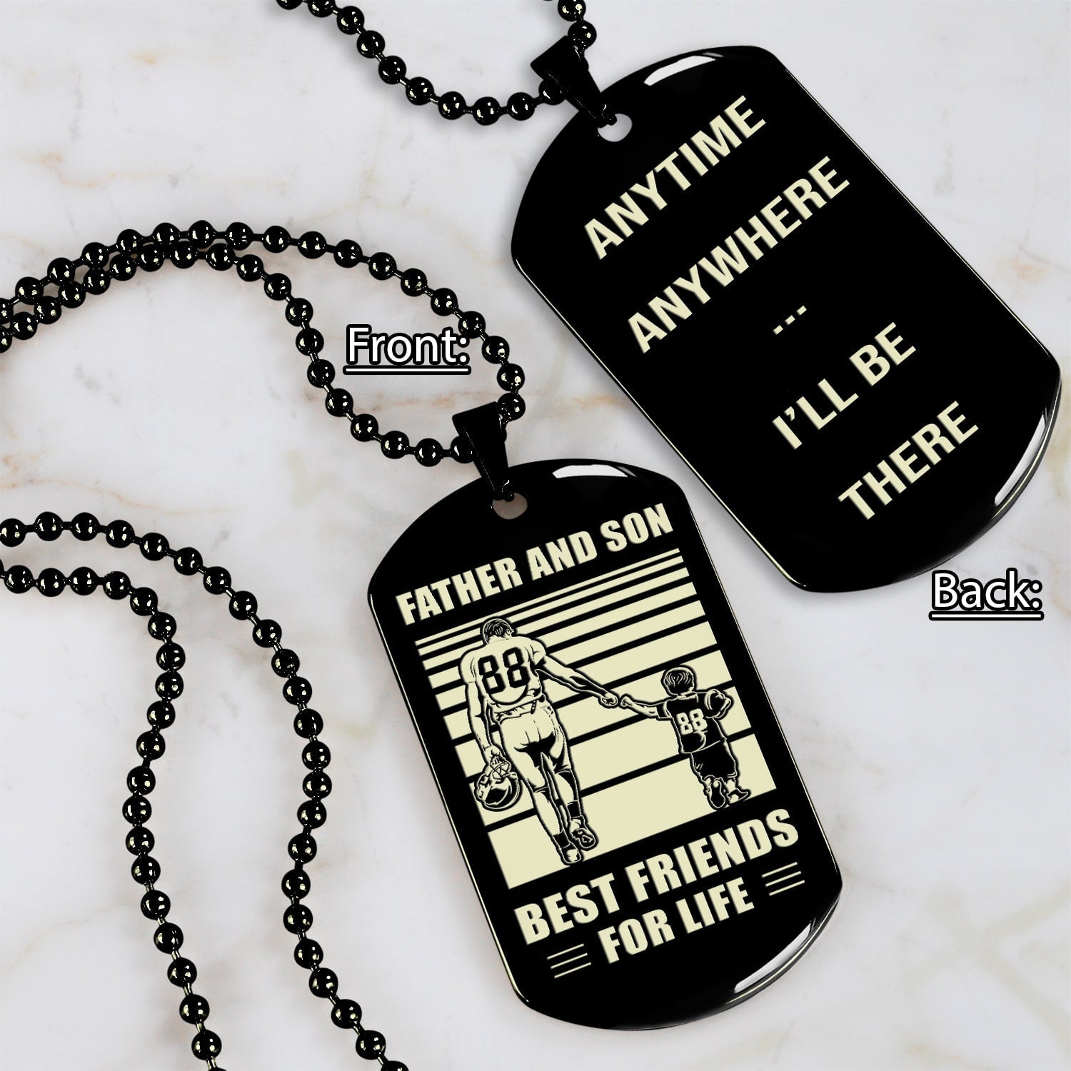 Soldier Personalized Double Sided Dog Tag Father And Son Best Friends For Life - Message on the back side