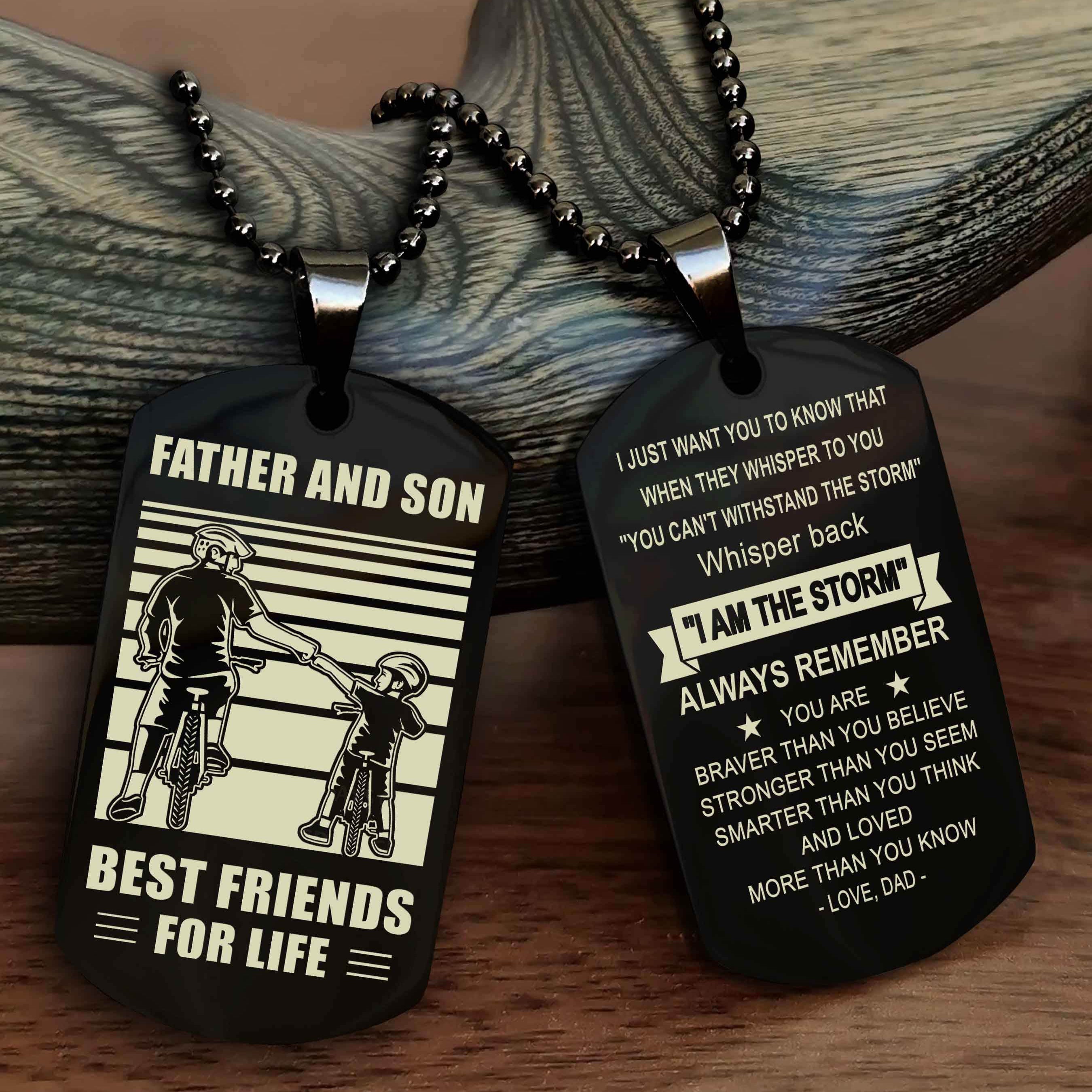 Cowboy Personalized Double Sided Dog Tag To My Son I Love You - Whisper Back I'm The Storm