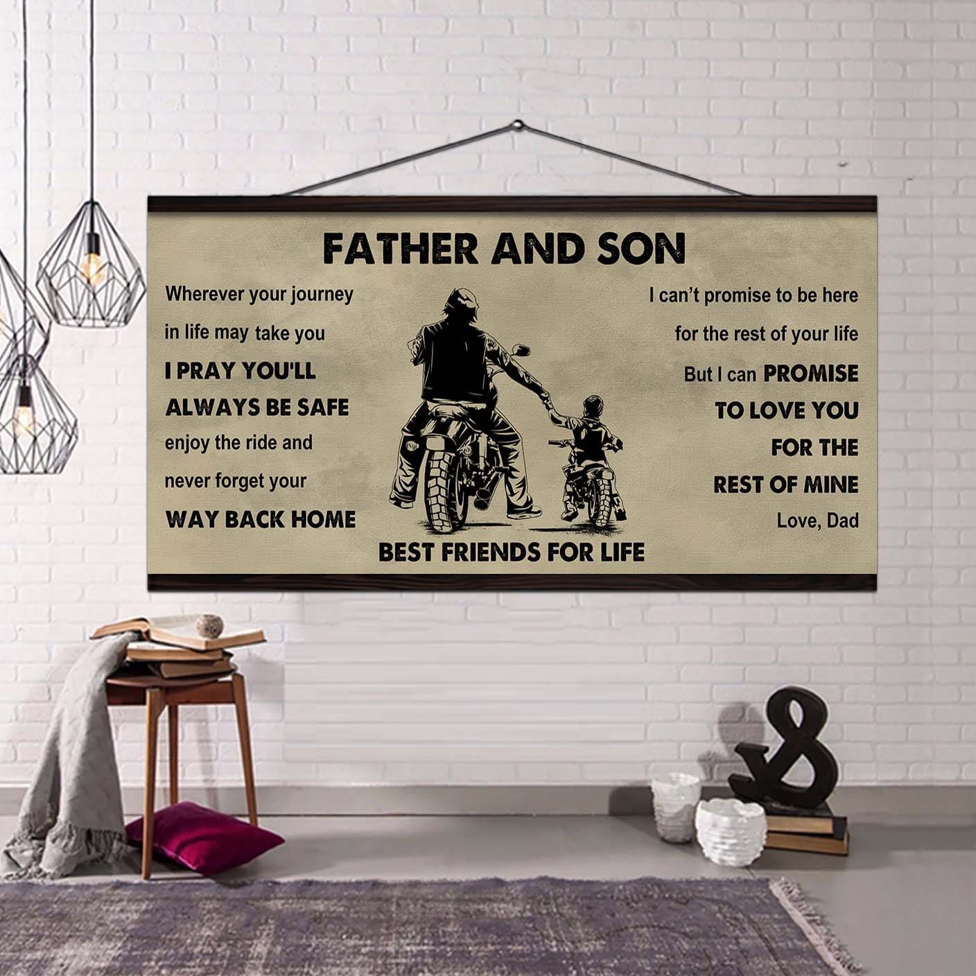 FAMILY-PHOTO UPLOAD Father And Son Best Friends For Life - Ver 2 Never Forget Your Way Back Home Poster Canvas Gift For Son From Father