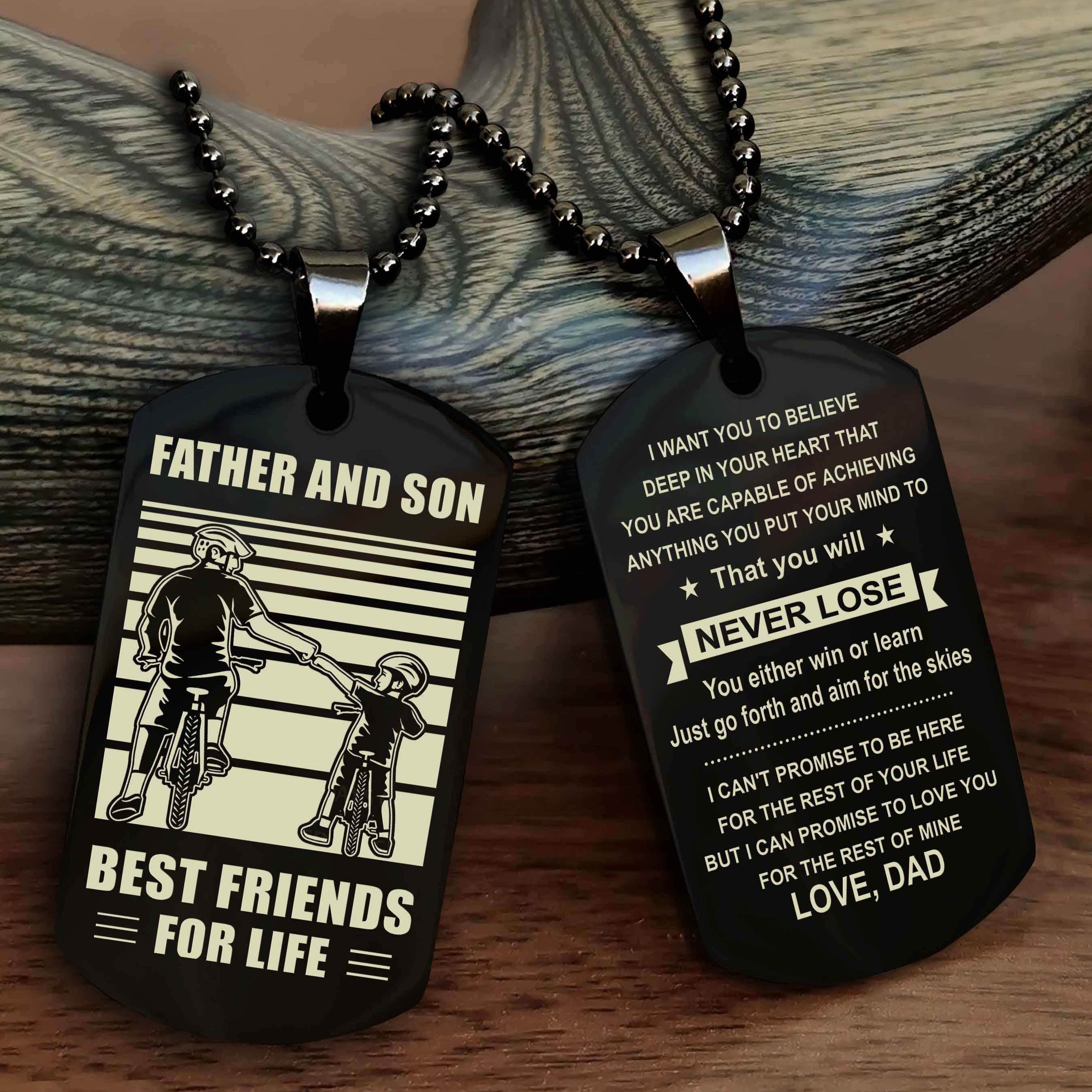 Cowboy Personalized Double Sided Dog Tag To My Son I Love You - You Will Never Lose You Either Win Or Learn From Dad To Son