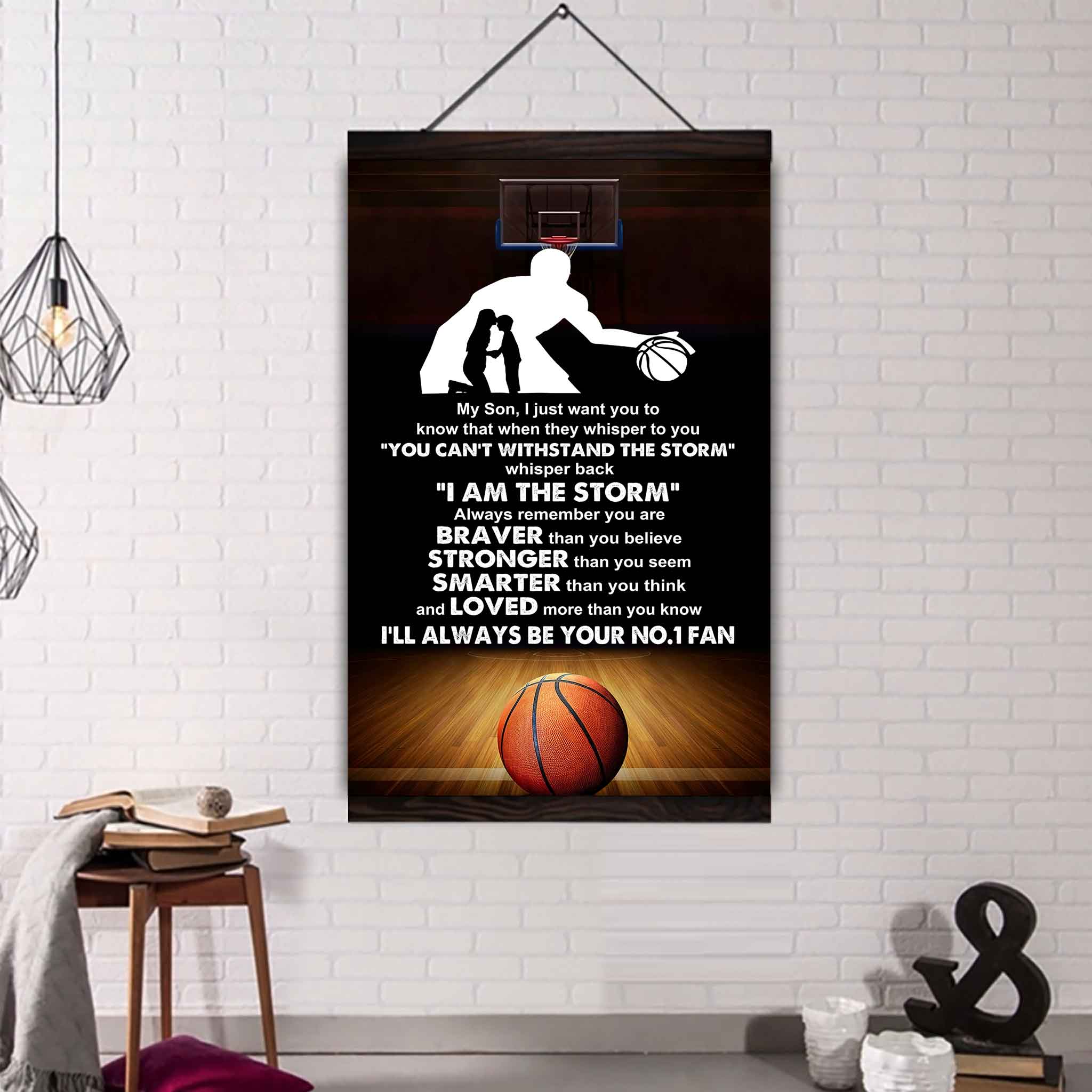 Sport Poster Canvas Mom To Son - Whisper Back I Am The Storm I Will Always Your No 1 Fan