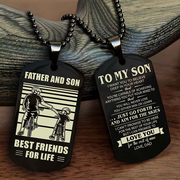 DRB Double Sided Dog Tag Father And Son Best Friend For Life - Gift For Son Just Go Forth And Aim For The Skies
