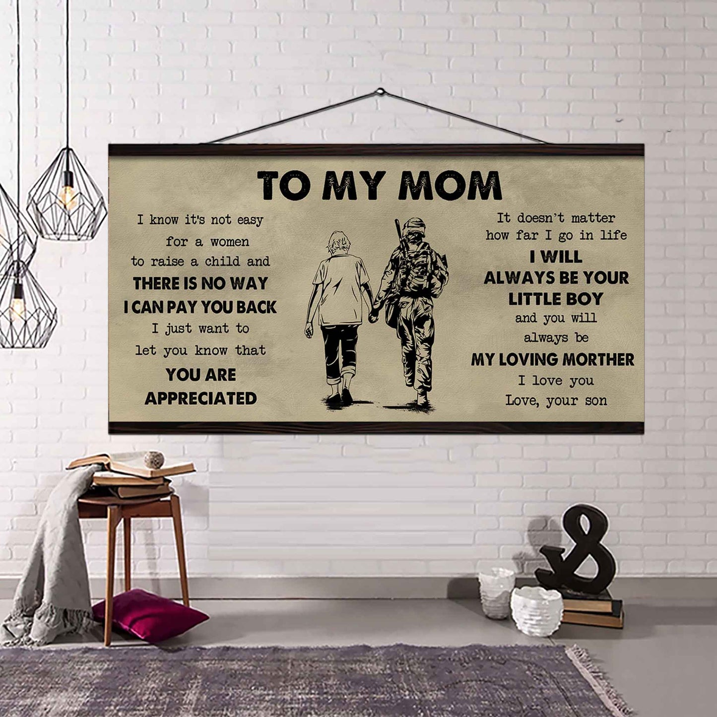 Family Poster Canvas To My Mom I Know It's Not Easy To Raise - I Will Always Be Your Little Boy