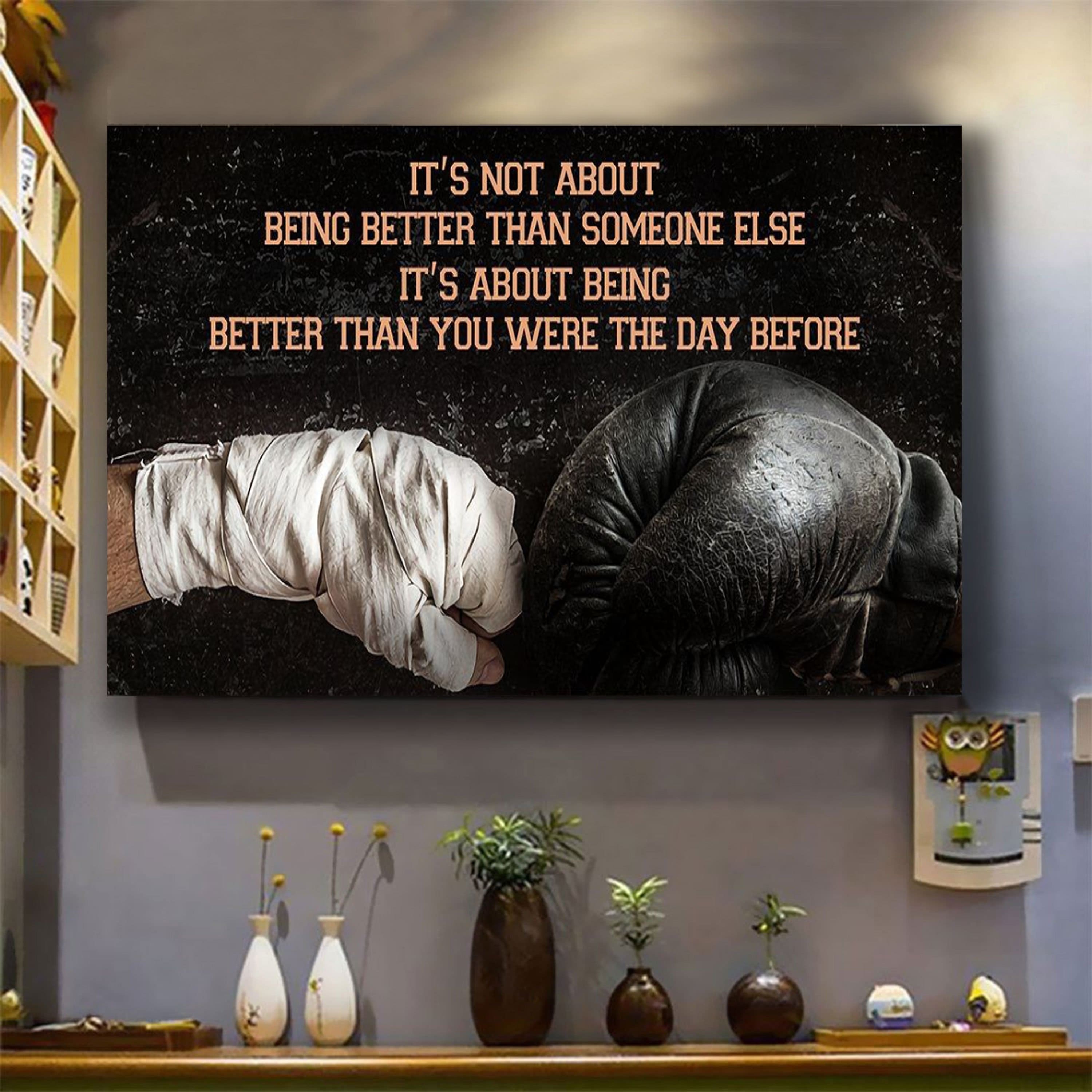 Softball customizable poster canvas - It is not about better than someone else, It is about being better than you were the day before