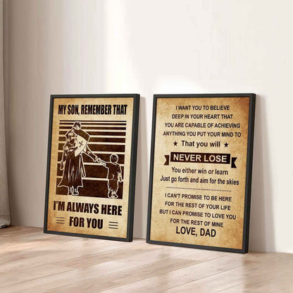 Combo 2 DRB Poster Canvas My Son Remember That - You Will Never Lose You Either Win Or Learn