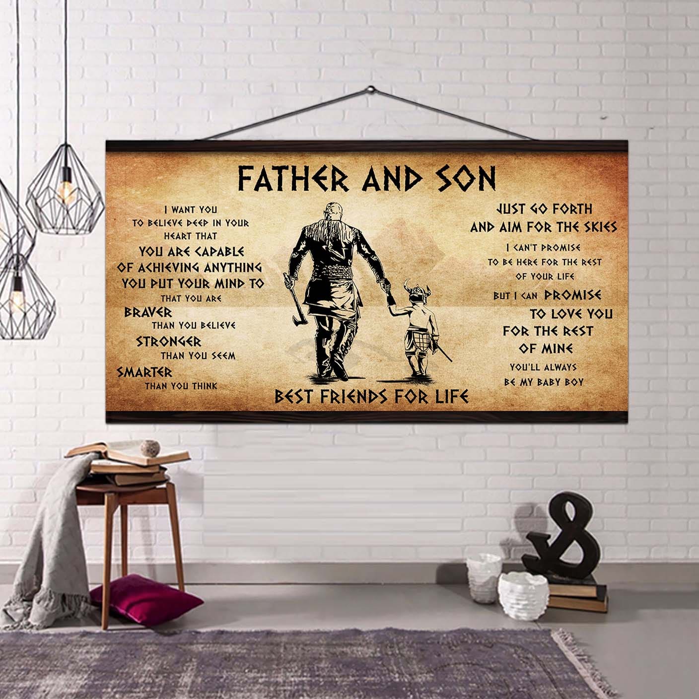 Vikings Father And Son Best Friends For Life  - That You Are Braver Than You Believe Poster Canvas Gift For Son From Father