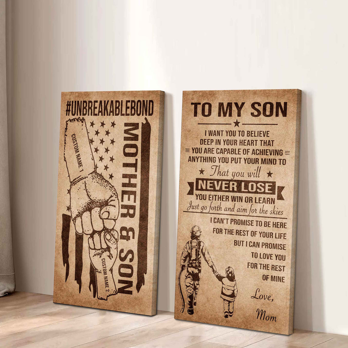 Unbreakable Bond Canvas Set Mother And Son You Will Never Lose You Either Win Or Learn