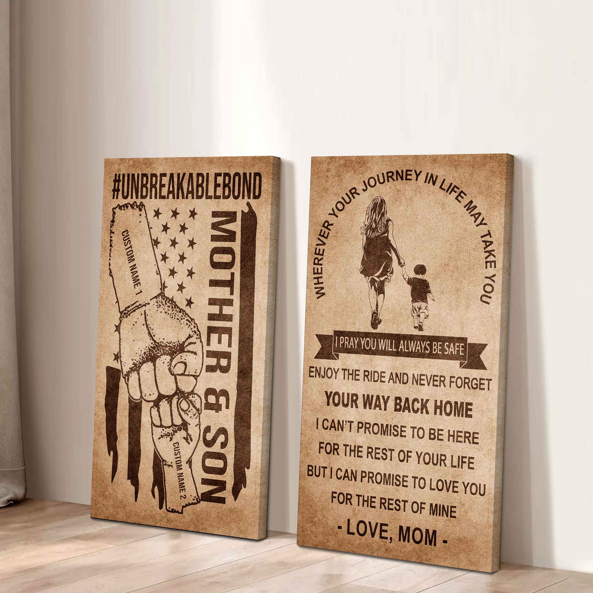 Unbreakable Bond Canvas Set Mother And Son Never Forget Your Way Back Home I Love You For The Rest Of Mine