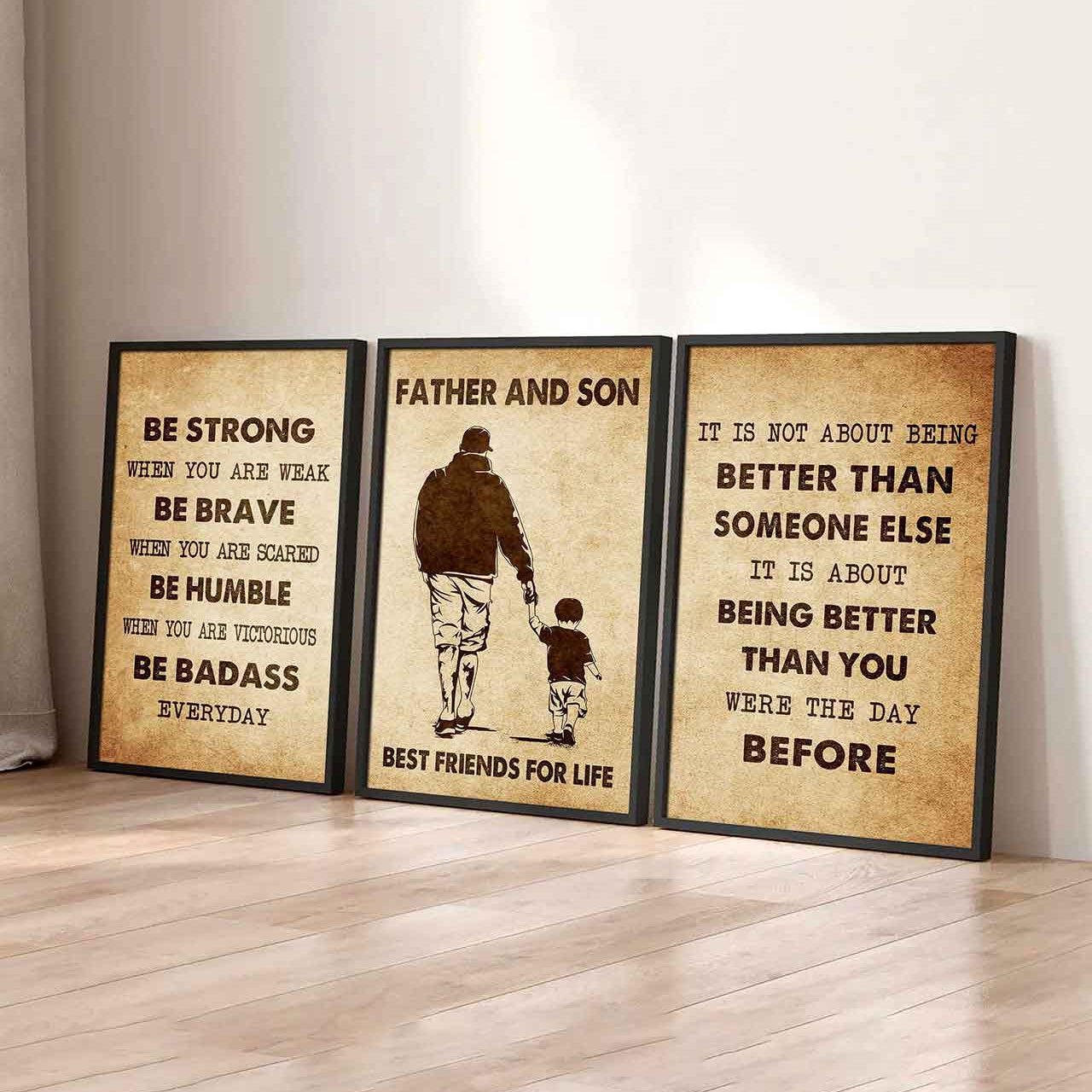 Combo 3 Biker Poster Canvas Be Strong When You Are Weak - It's Not About Being Better Than Someone Else It's About Being Better Than You Were The Day Before