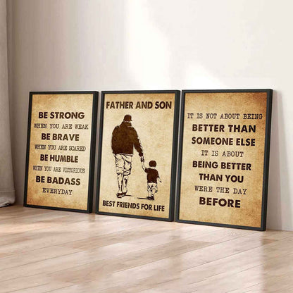 Combo 3 Biker Poster Canvas Be Strong When You Are Weak - It's Not About Being Better Than Someone Else It's About Being Better Than You Were The Day Before