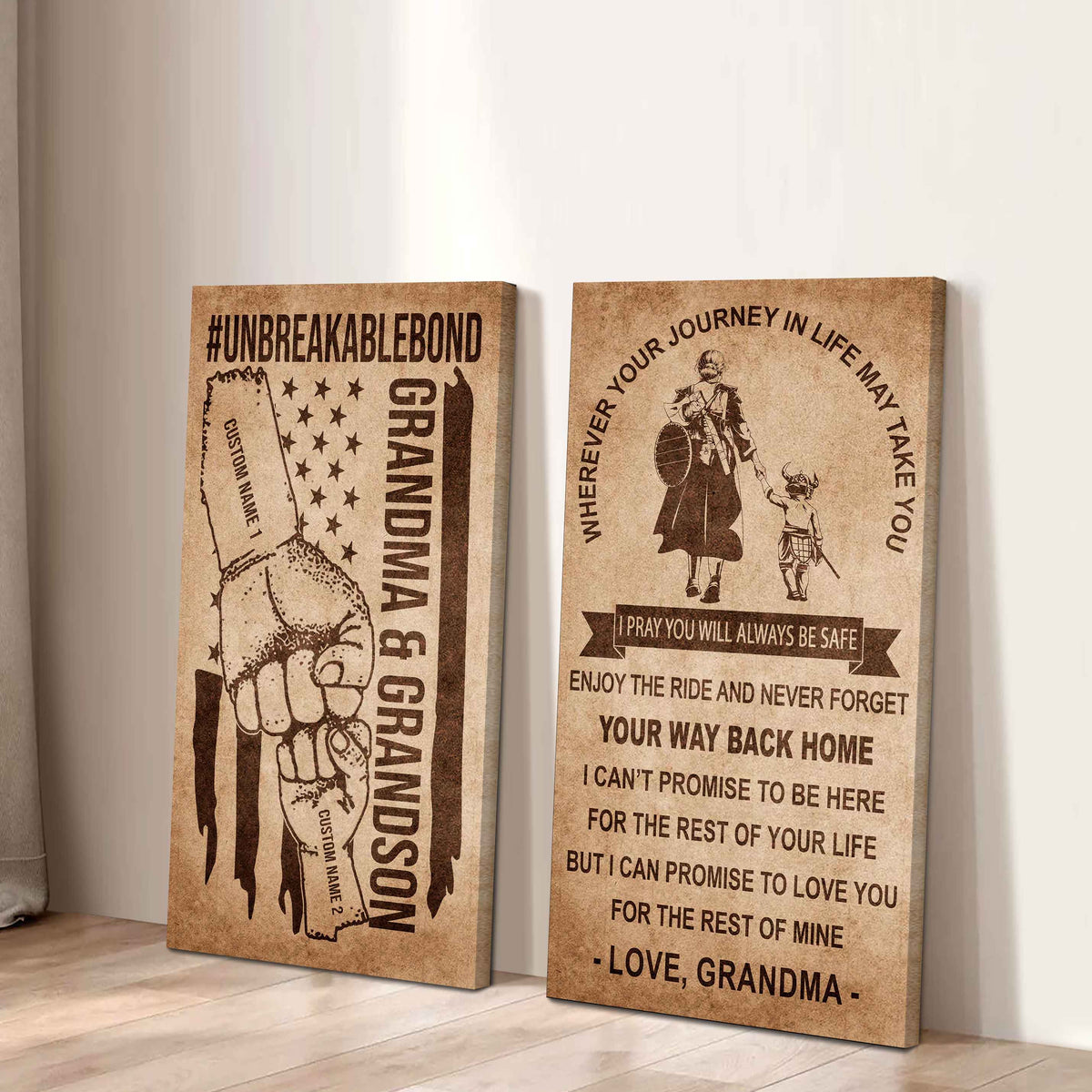 Unbreakable Bond Canvas Set Grandma And Grandson Never Forget Your Way Back Home I Love You