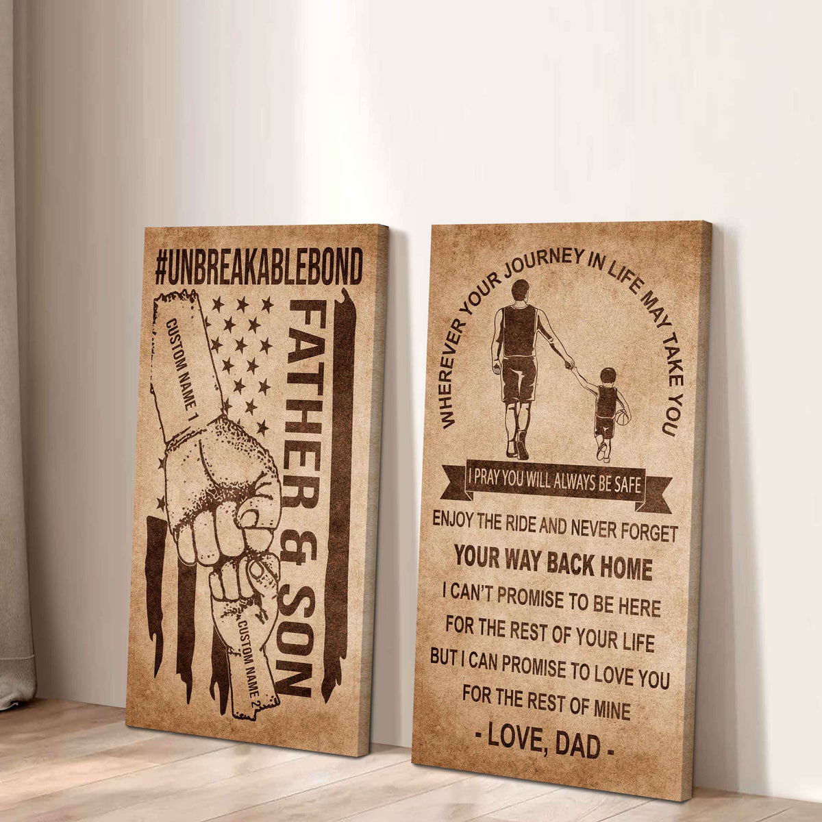 Father And Son Canvas Set To My Son Enjoy The Ride Never Forget Your Way Back Home
