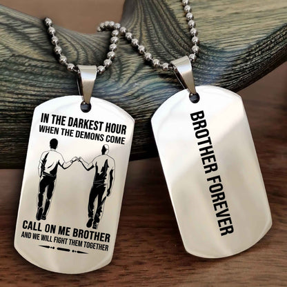 Biker Customizable engraved black dog tag double sided gift from brother, brother forevers