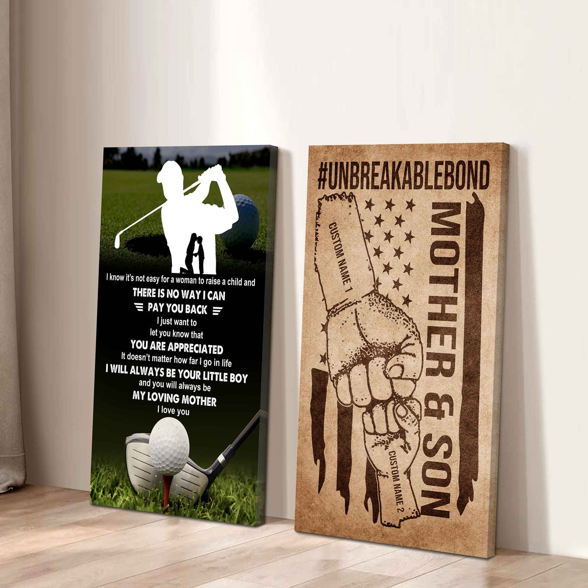 Unbreakable Bond Sport Canvas Set From Son To Mom I Know It's Not Easy - I Will Always Be Your Little Boy