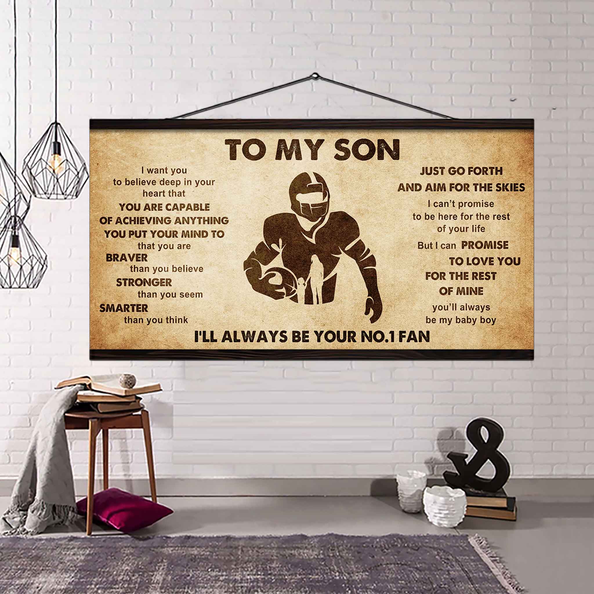 Personalized Sport Poster Canvas I'll Be Your No 1 Fan Mom To Son - That You Are Braver Than You Believe Just Go Forth