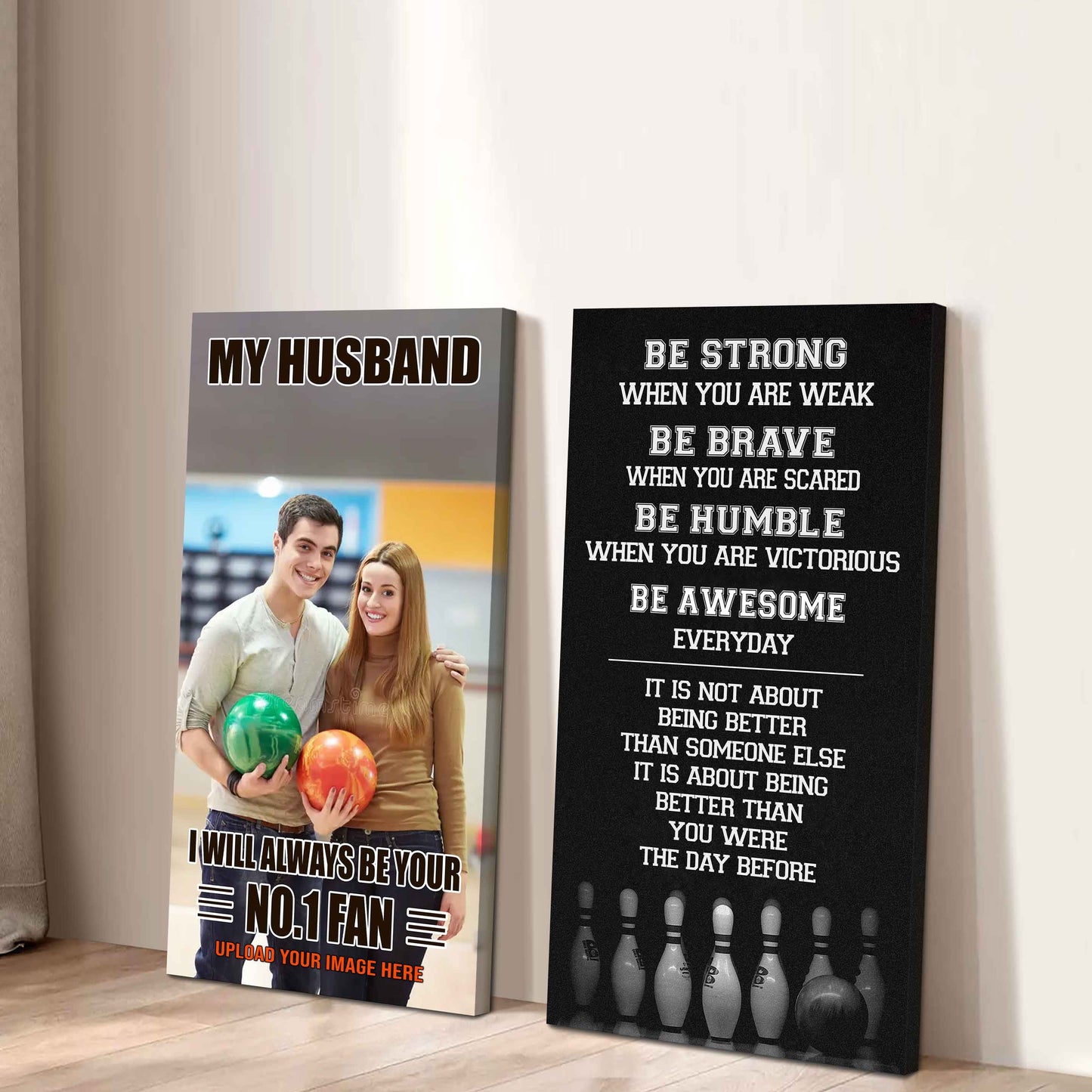 Young Sport Couple To My Husband Be Strong When You Are Weak Be Badass Everyday Set 2 Canvas Wall Art
