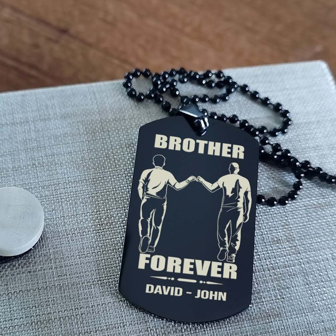 Samurai customizable engraved black dog tag double sided gift from brother, brother forever