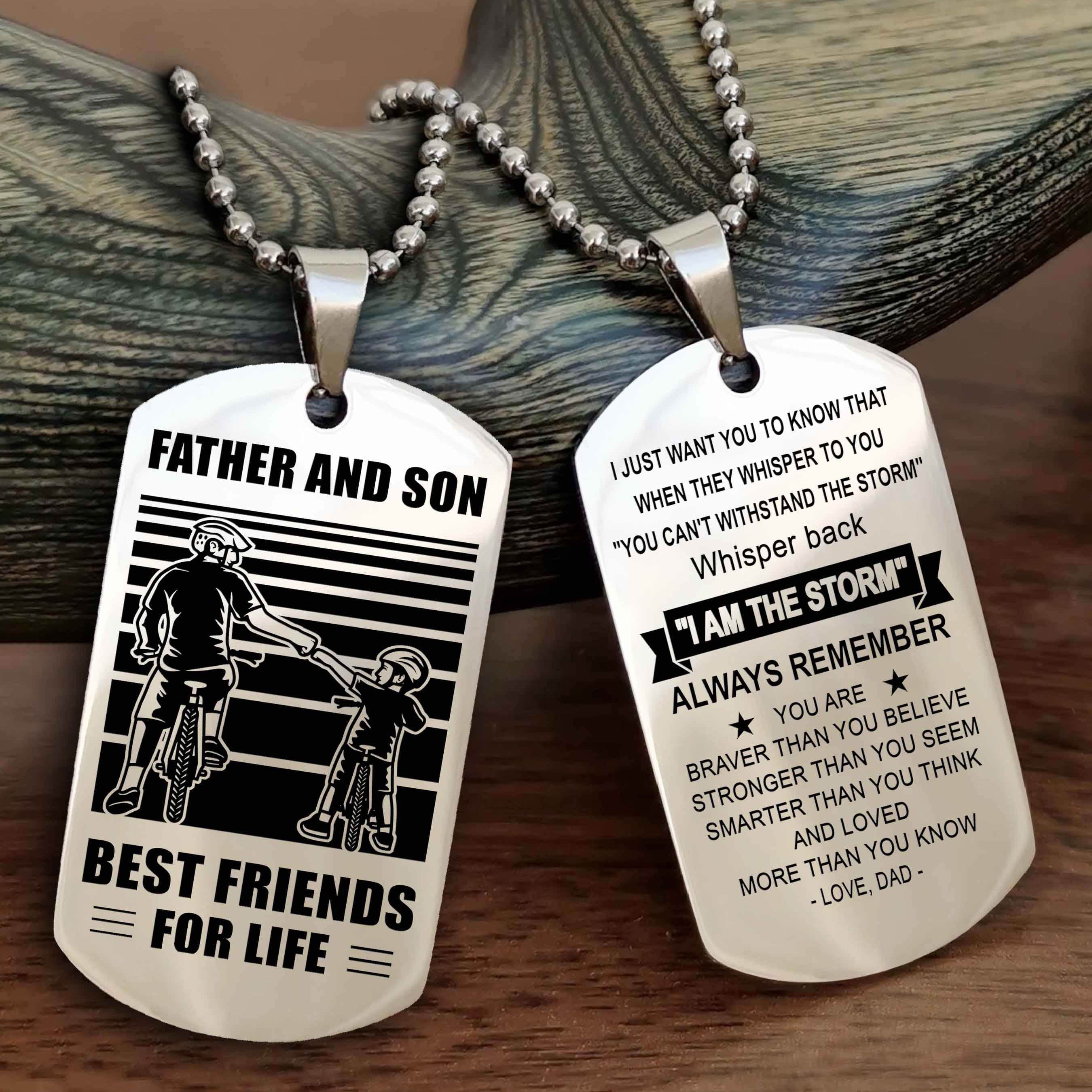 Cowboy Personalized Double Sided Dog Tag To My Son I Love You - Whisper Back I'm The Storm