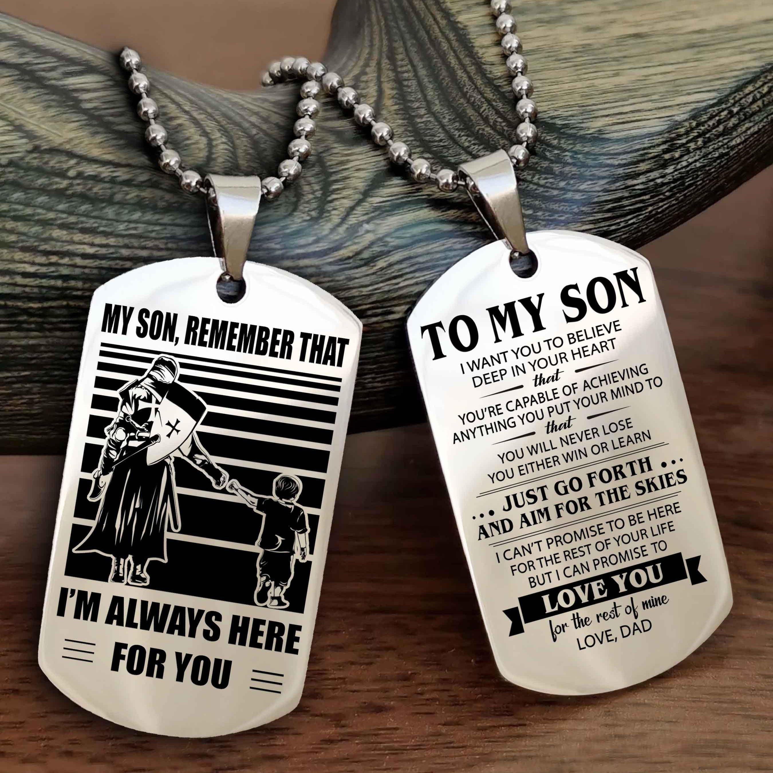 DRB Double Sided Dog Tag My Son Remember That - Gift For Son Just Go Forth And Aim For The Skies