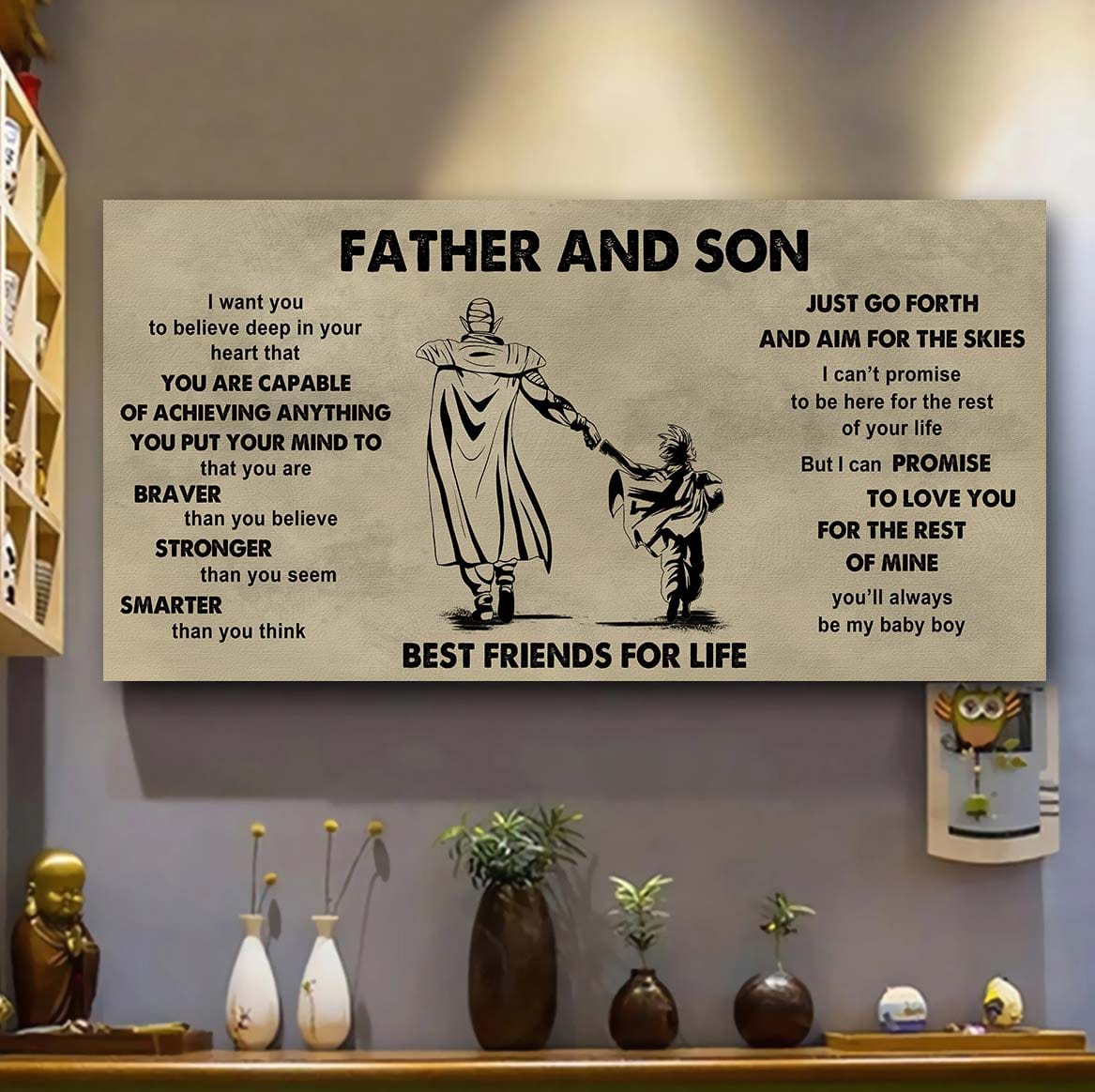 Family photo upload Father And Son Best Friends For Life  - That You Are Braver Than You Believe Poster Canvas Gift For Son From Father