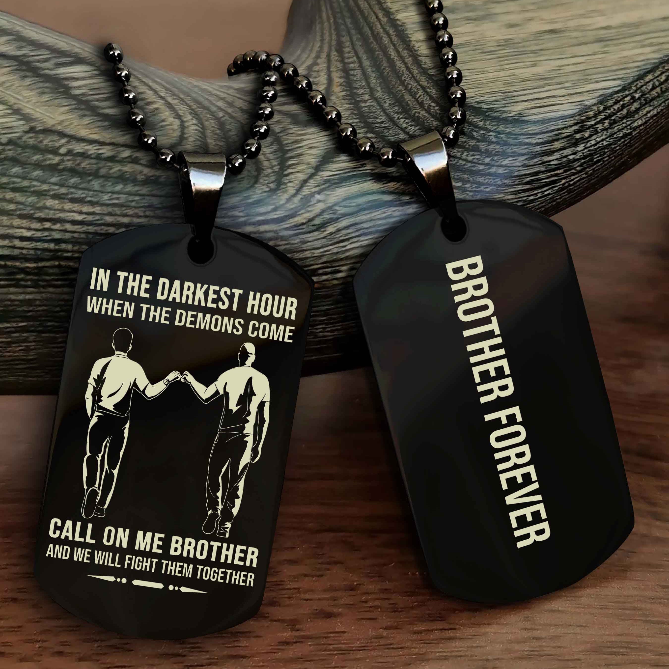 Cowboy Customizable engraved black dog tag double sided gift from brother, brother forevers