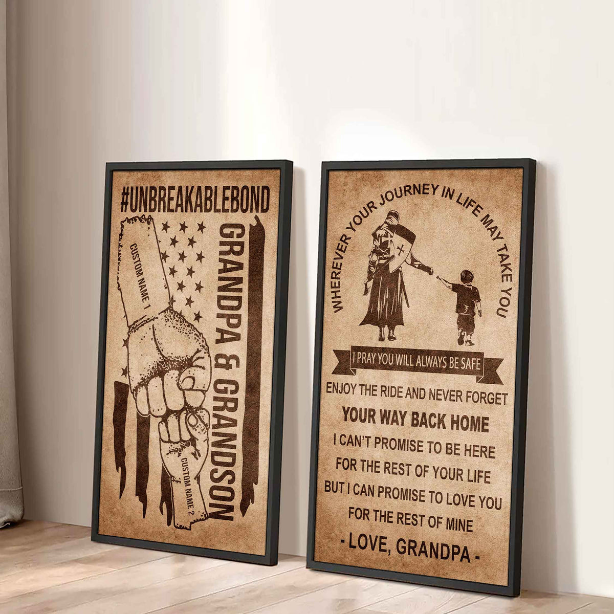 Unbreakable Bond Canvas Set Grandpa And Grandson Never Forget Your Way Back Home I Love You For The Rest Of Mine