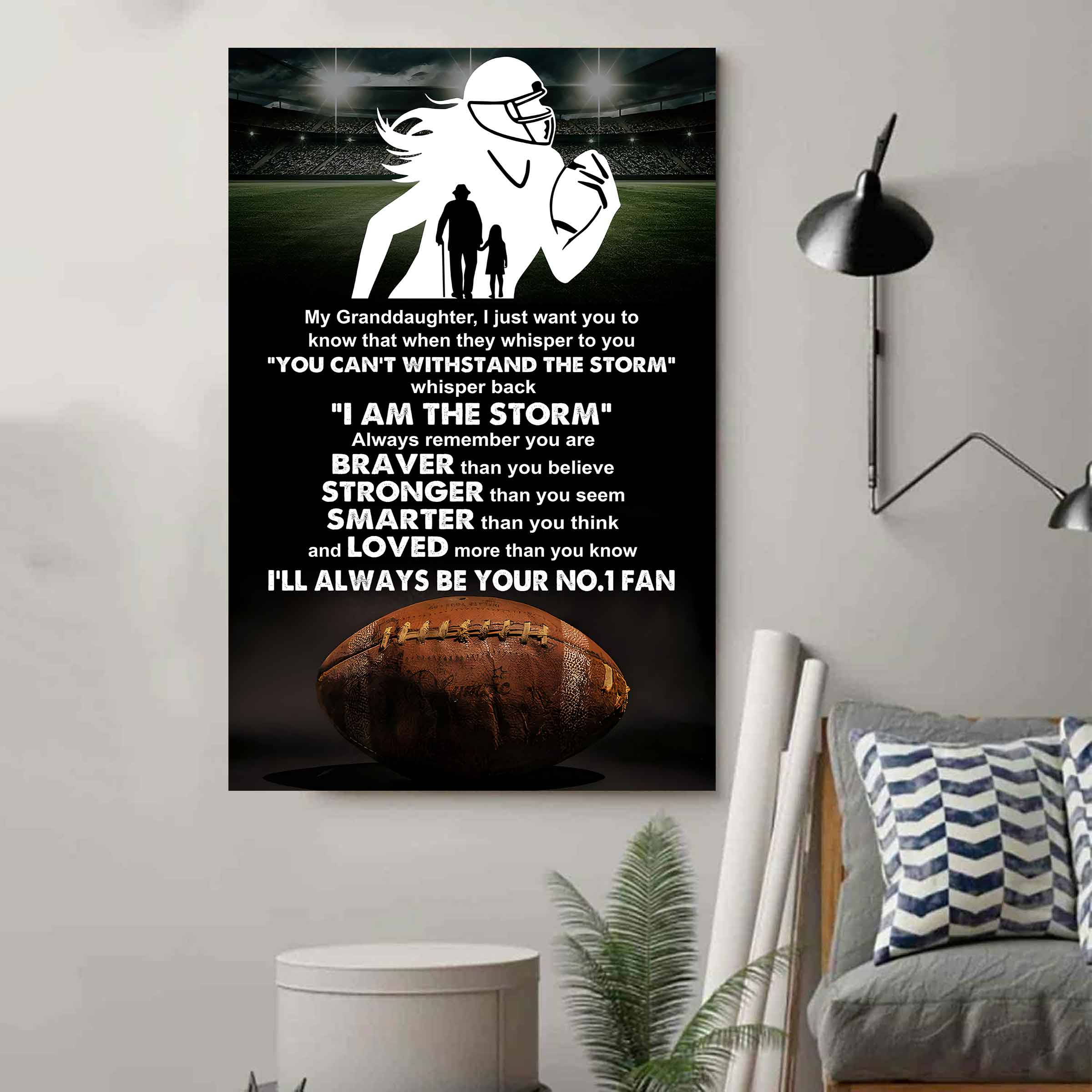 Baketball Poster Canvas Grandpa To Granddaughter - Whisper Back I Am The Storm I Will Always Your No 1 Fan