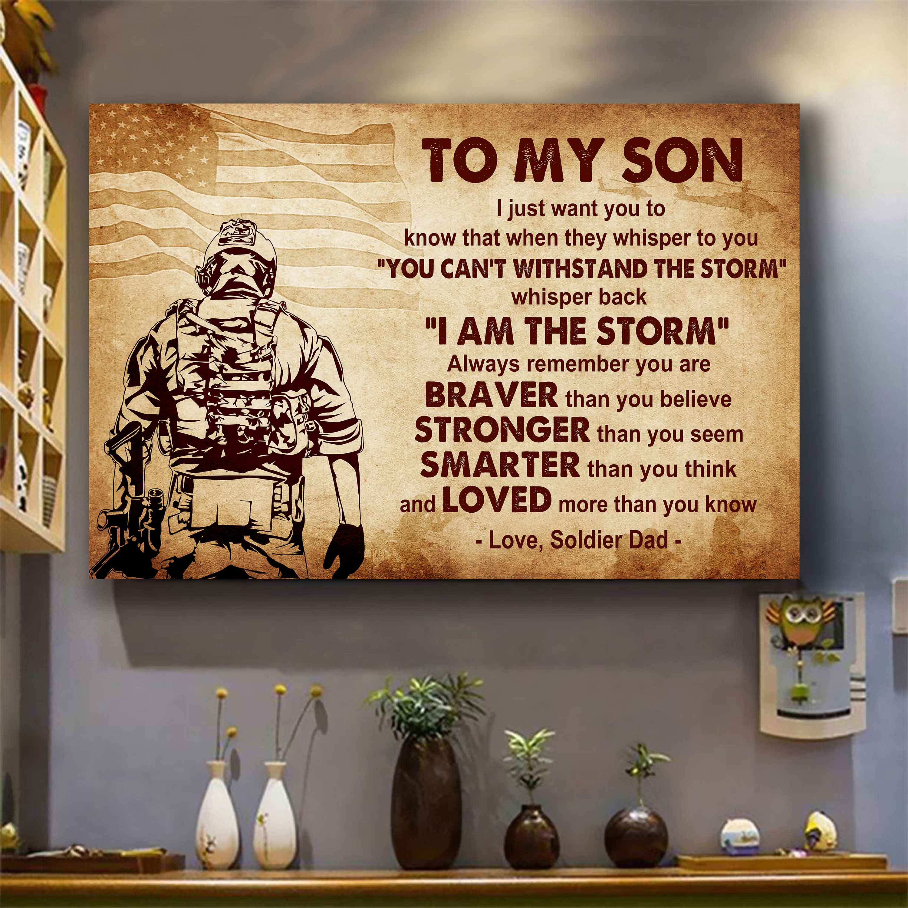 New Version Warrior Poster Canvas Whisper Back I'm The Storm From Dad To Son Gift For Your Son Motivational Quotes