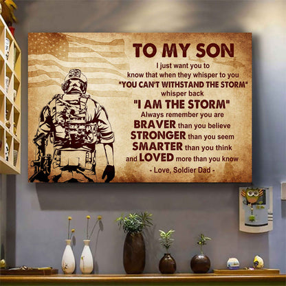 New Version Warrior Poster Canvas Whisper Back I'm The Storm From Dad To Son Gift For Your Son Motivational Quotes