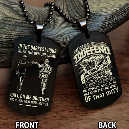 Soldier Personalized Double Sided Dog Tag For Brother