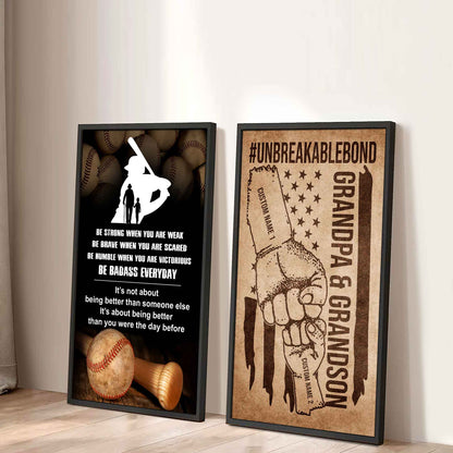 Unbreakable Bond Canvas Set From Grandpa To Grandson Be Badass Everyday It's About Being Better Than You Were The Day Before