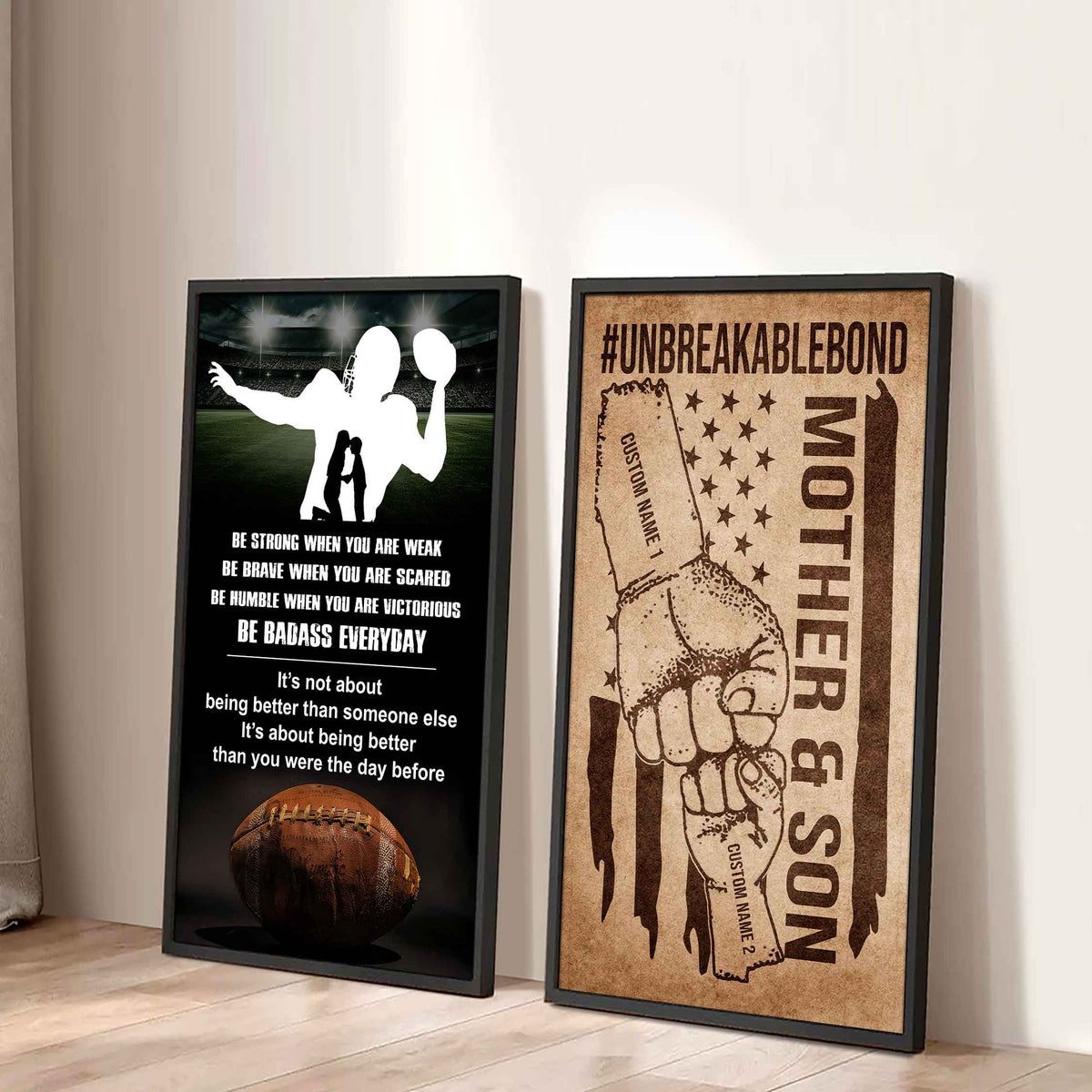 Unbreakable Bond Canvas Set From Mom To Son Be Badass Everyday It's About Being Better Than You Were The Day Before