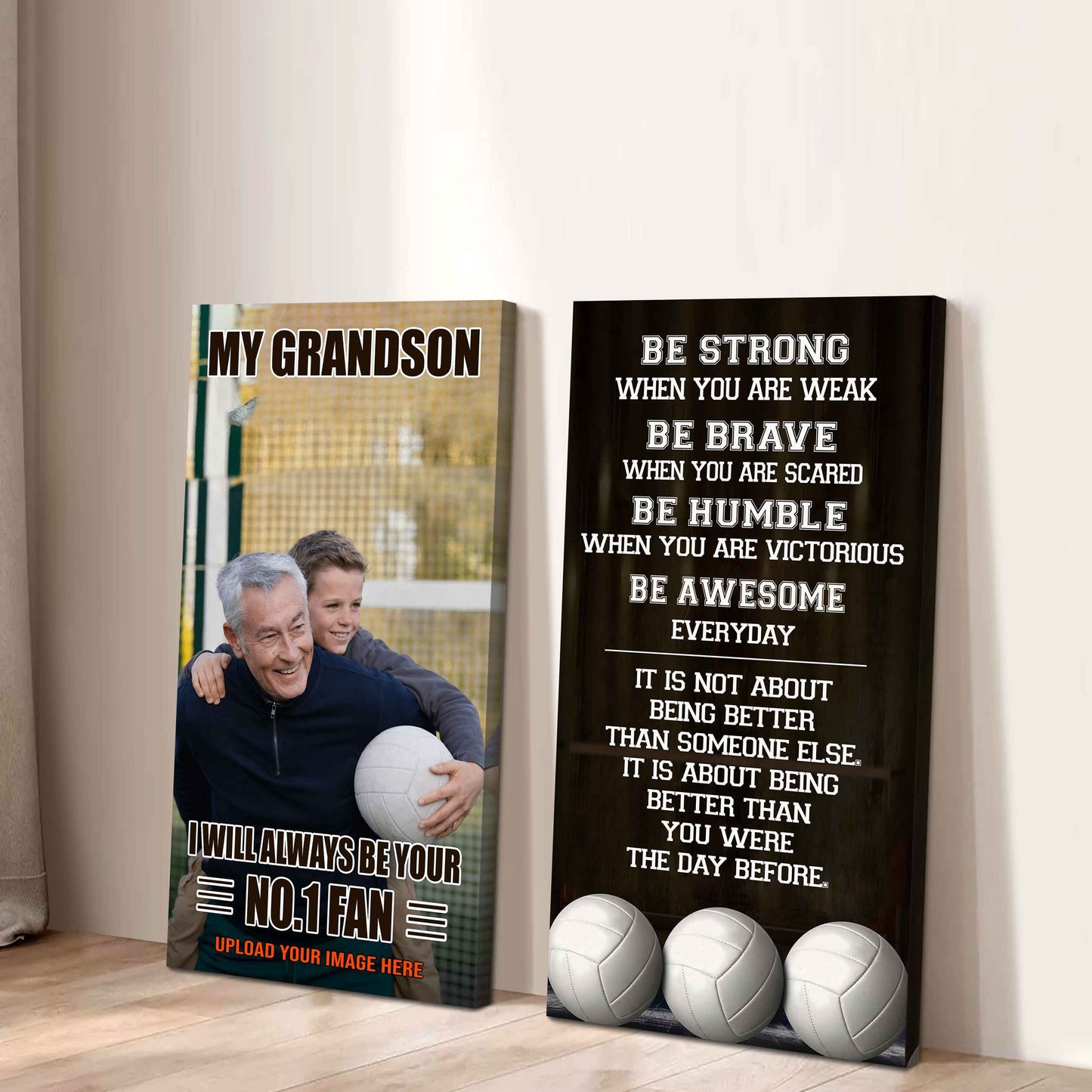 My Grandson Be Strong When You Are Weak Be Awesome Everyday Set 2 Canvas Wall Art From Grandpa To Grandson