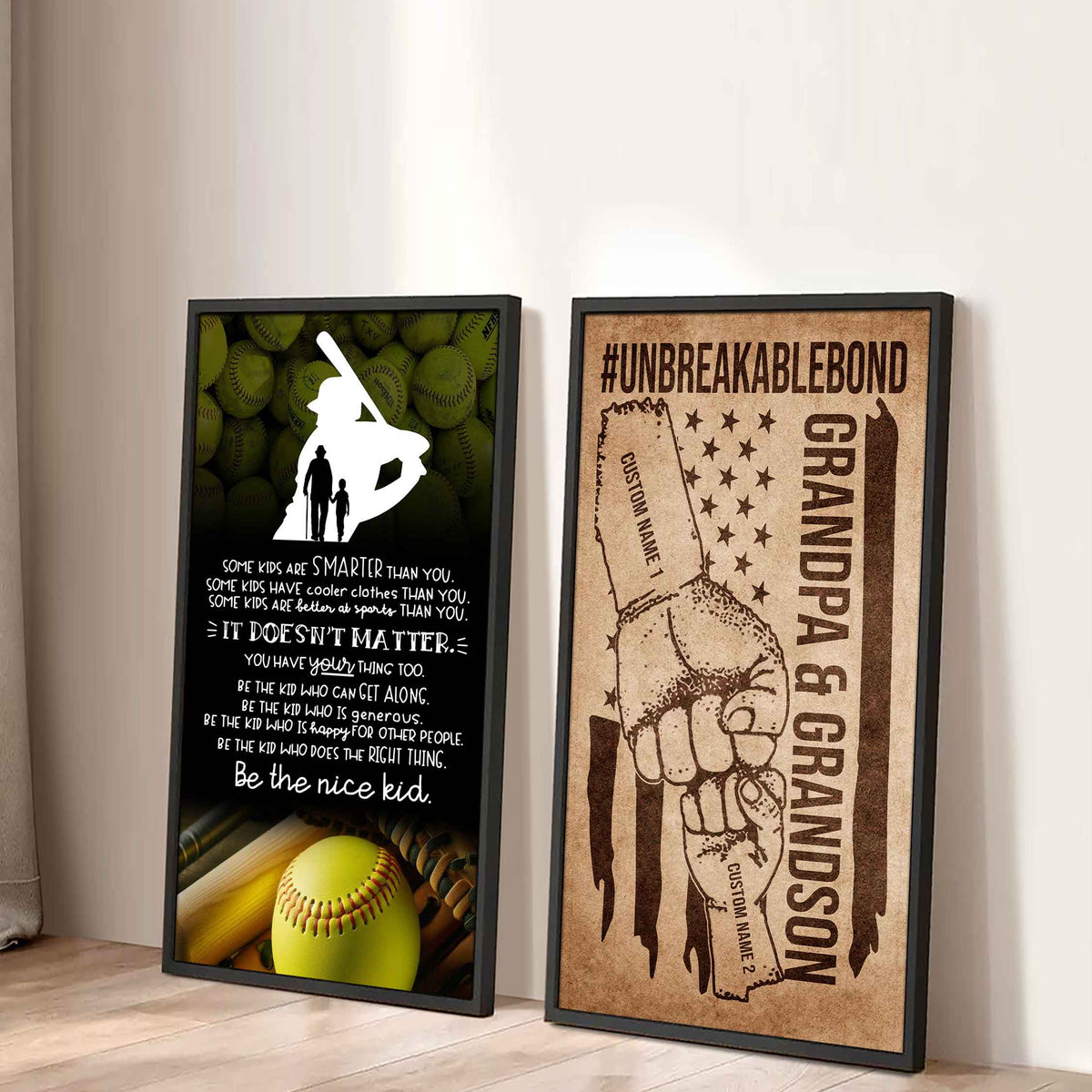 Unbreakable Bond Sport Canvas Set From Grandpa To Grandson Be The Nice Kid
