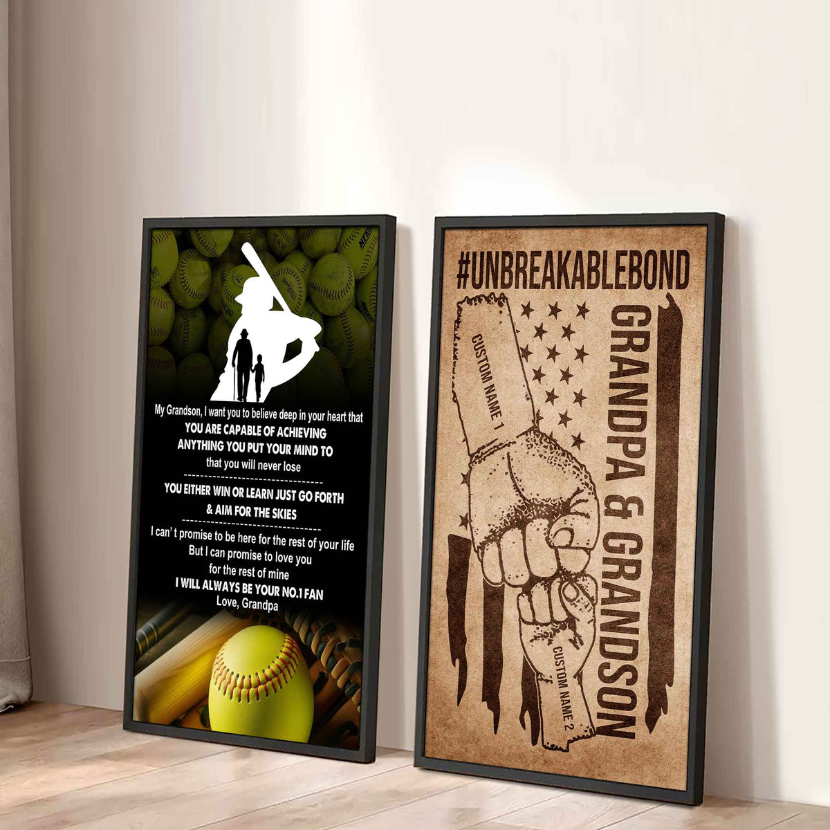 Unbreakable Bond Sport Canvas Set From Grandpa To Grandson You Will Never Lose You Either Win Or Learn